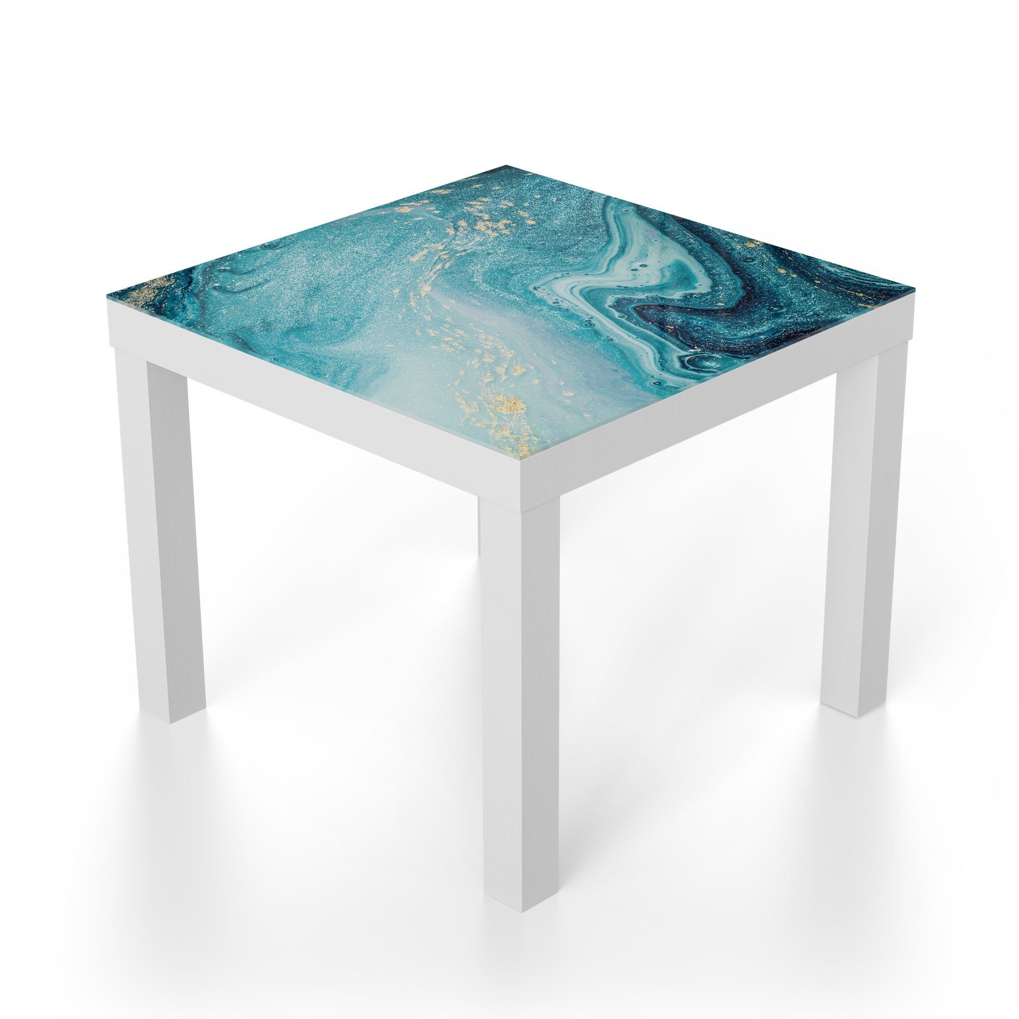 modern 'Meer Couchtisch aus DEQORI Glastisch Marmor', Weiß Beistelltisch Glas