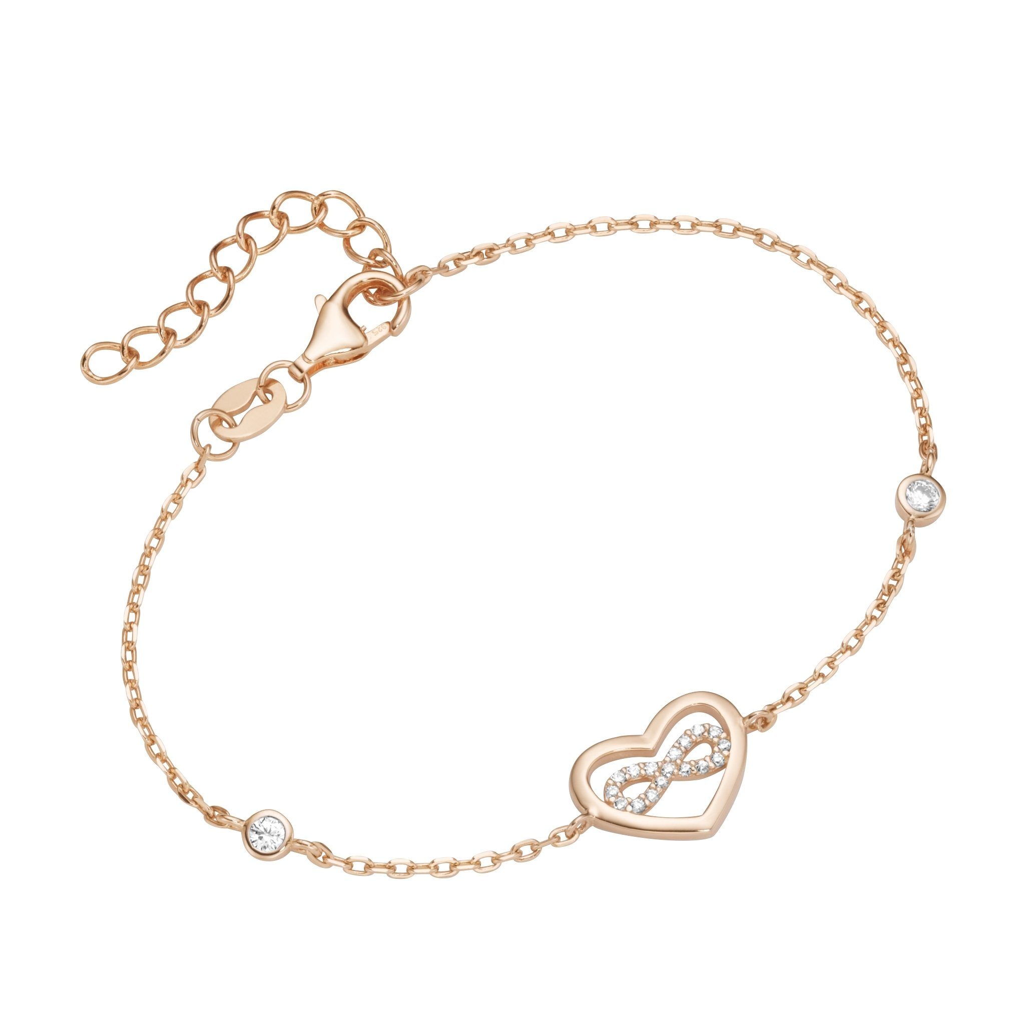 Armband Herz mit Infinity - Zeichen, Zirkonia Steine, Silber 925