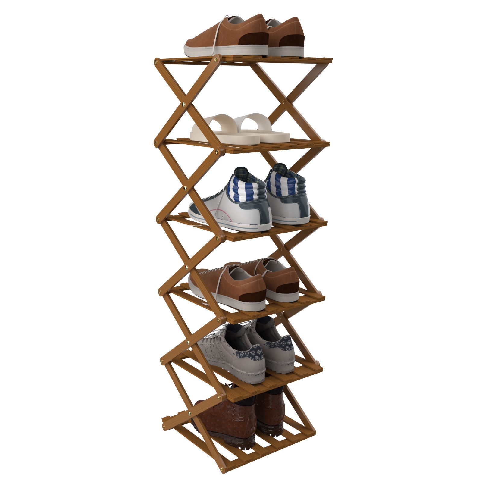 JEOBEST Schuhregal Faltbares Schuhregal aus Bambus günstig online kaufen