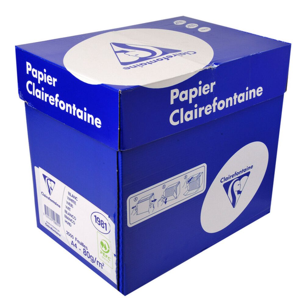 CLAIREFONTAINE Drucker- und Kopierpapier Clairefontaine Kopierpapier Laser DIN A4, 80g/qm, 2.500 Blatt Maxi-Box