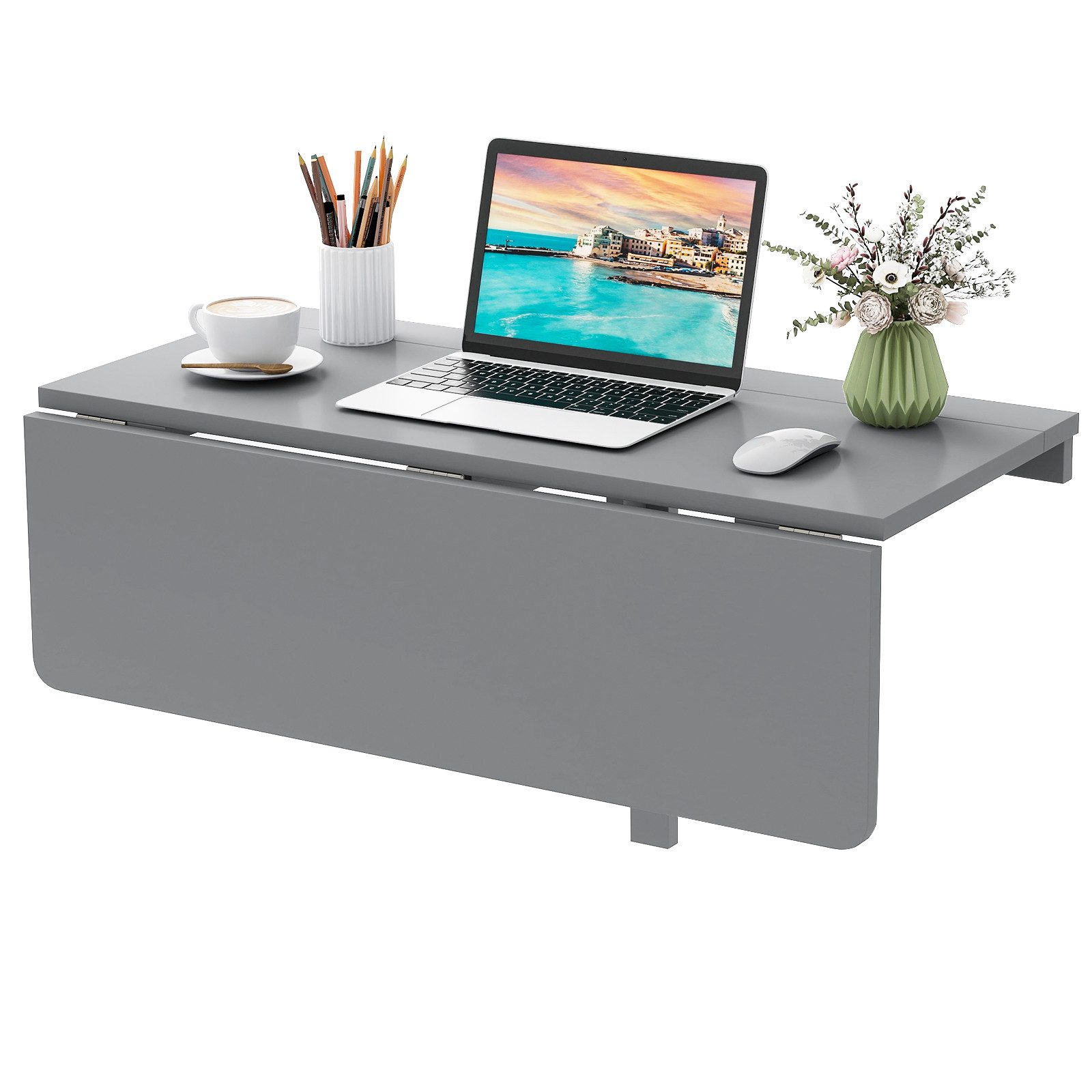 COSTWAY Klapptisch, Holz klappbarer Wandtisch, 80 x 60 cm