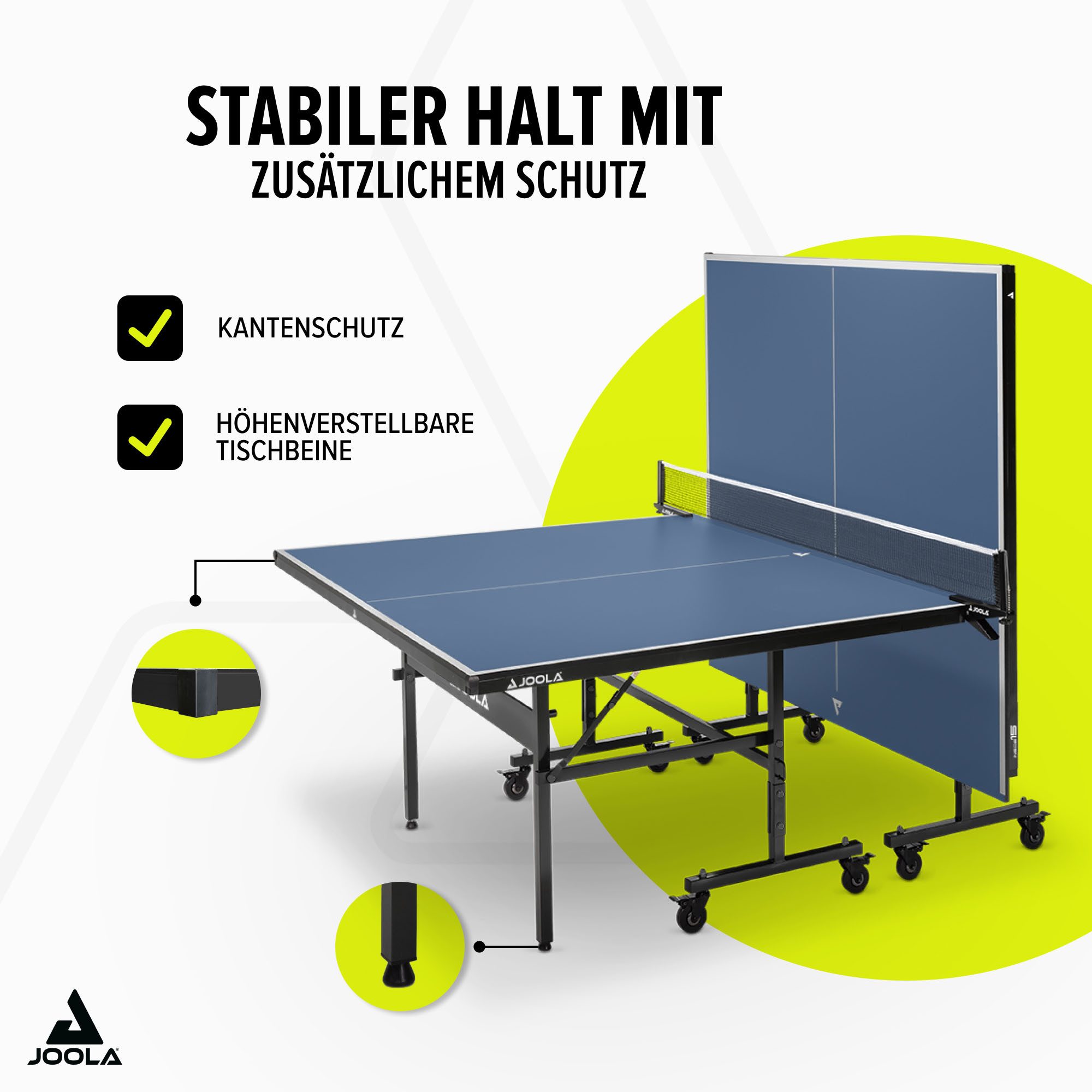 Joola Tischtennisplatte Inside 15 (Packung), Indoor Tischtennistisch - klappbares Untergestell, inkl. Netz