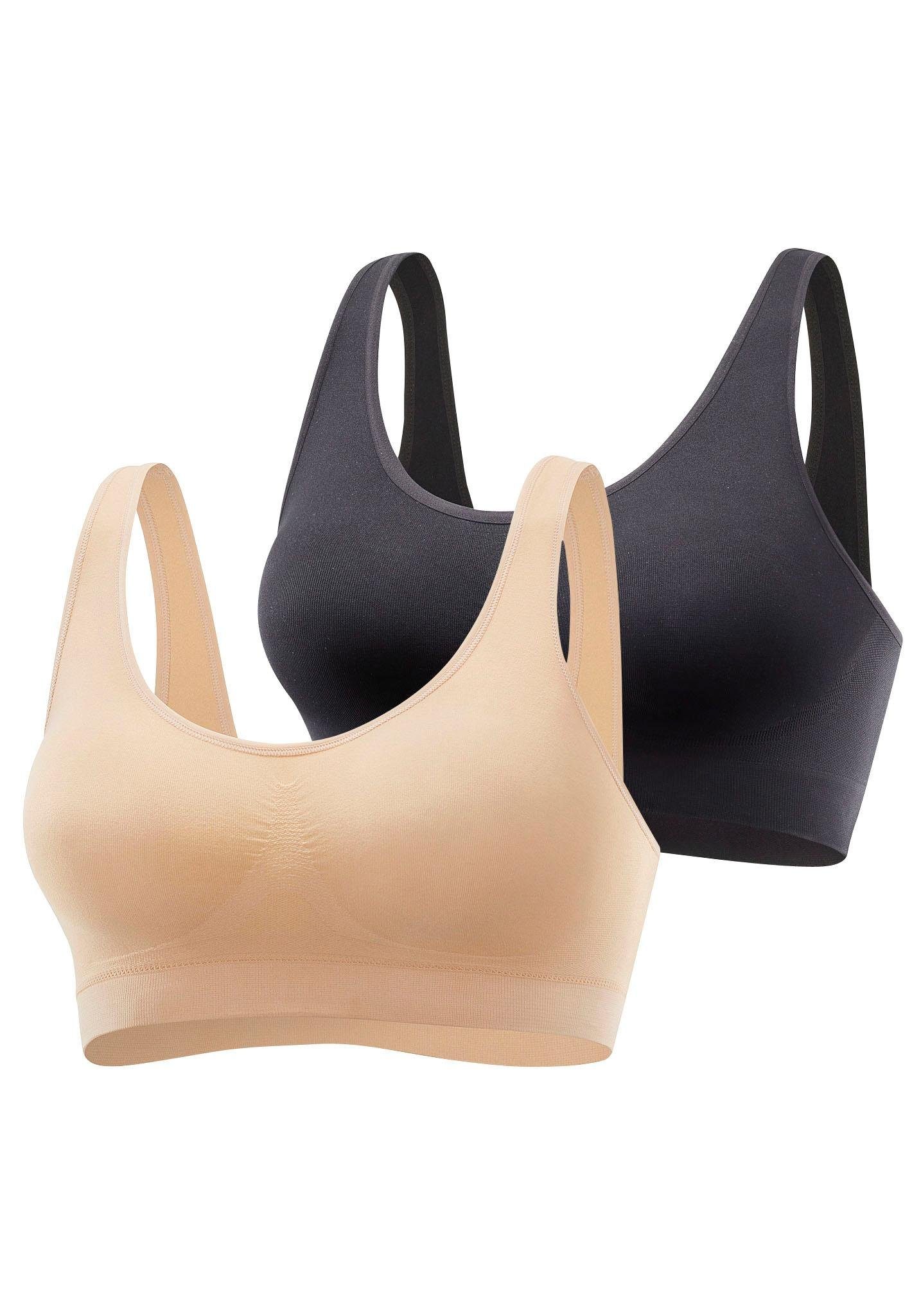 petite fleur Bralette-BH (Packung, 2 Stück) SEAMLESS ohne Bügel – auch ideal für große Größen