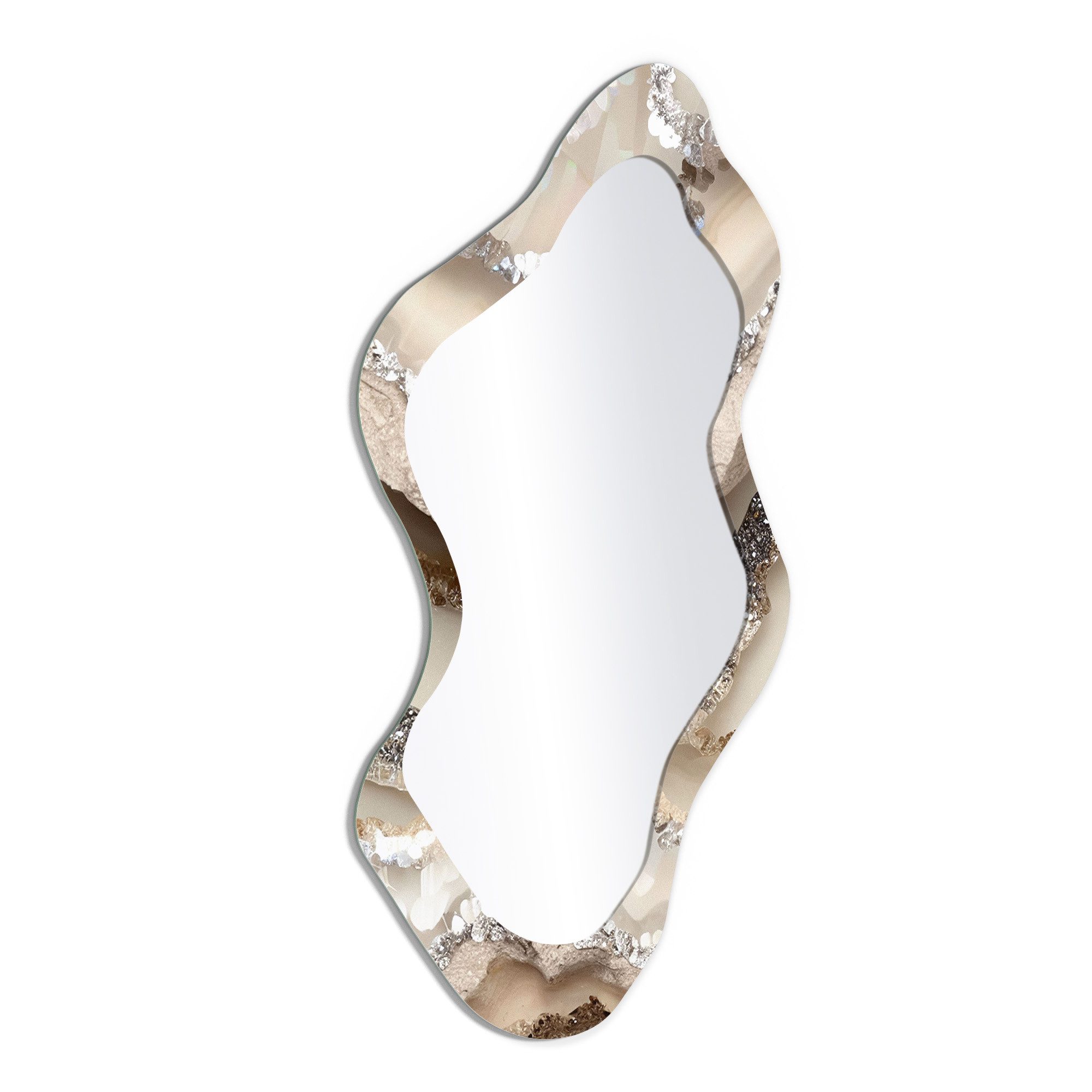 DEQORI Wandspiegel 'Funkelnde Steinpracht', Spiegel organisch geformt selbstklebend Wand Wohnzimmer Flur groß XXL