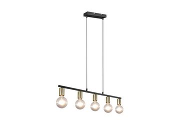 meineWunschleuchte LED Pendelleuchte, Dimmfunktion, LED wechselbar, Warmweiß, Industrial Lampe über Kochinsel hängend 5-flammig Schwarz Gold B: 82cm