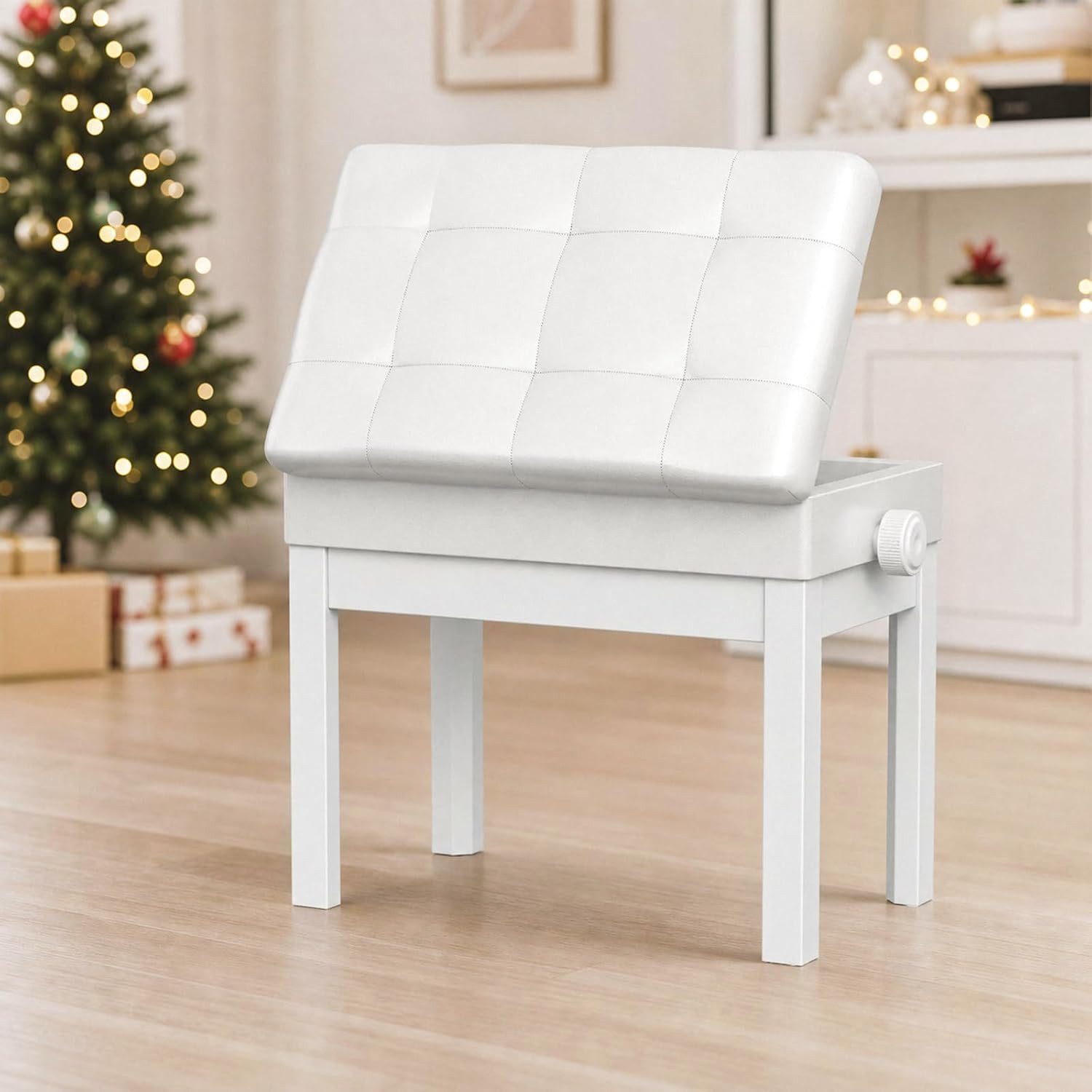 TLGREEN Klavierbank Höhenverstellbar, mit Polsterung und Stauraum (Ergonomische Klavierbank für Erwachsene, 48-58CM Höhe), 150 kg Tragfähigkeit, PU-Leder, rutschfeste Füße