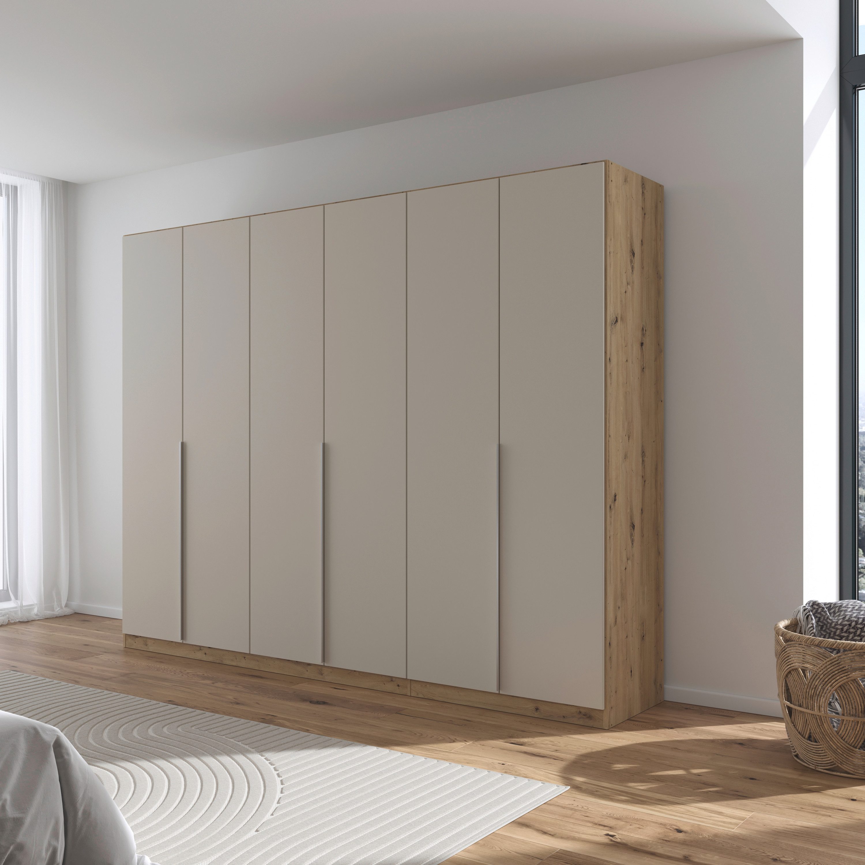 OTTO home Drehtürenschrank Kleiderschrank Schrank Garderobe AGORDO Schlafzimmer (in zwei Griff-Farben, Breiten 91-405 cm, Dekor- oder Hochglanzfront) durchdachte Innenausstattung, in 8 Breiten und 2 Höhen MADE IN GERMANY