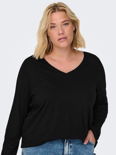 ONLY CARMAKOMA V-Shirt CARBONNIE LIFE L/S A-SHAPE TOP JRS Black