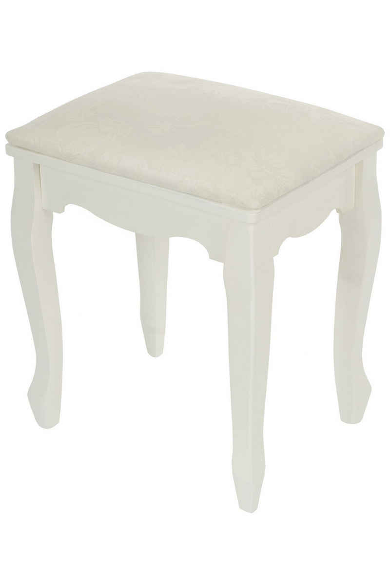 elbmöbel Polsterhocker Hocker Schemel weiß Holz, Sitzhocker: barock 40x47x30 cm weiß beige floraler Stoff