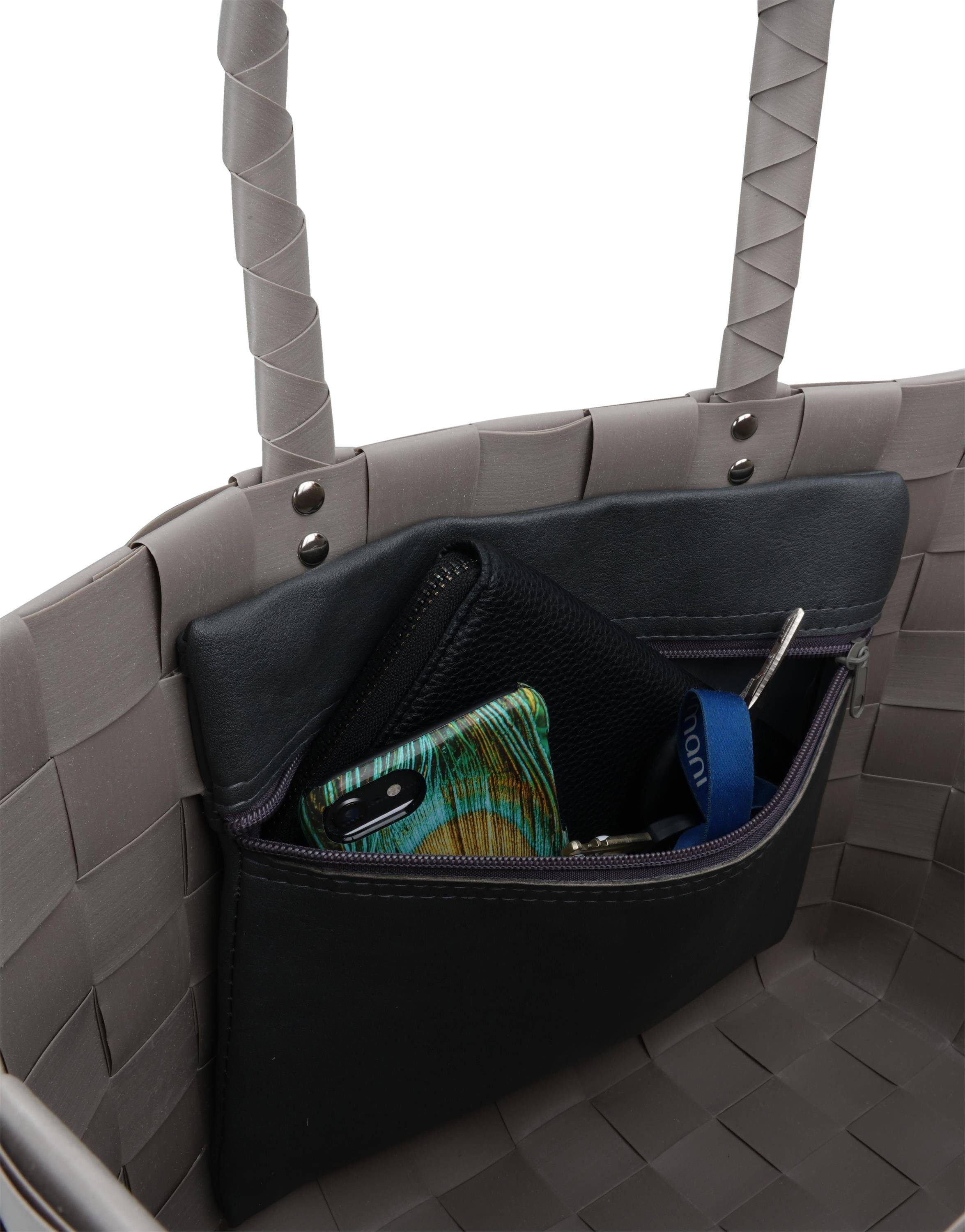 normani Einkaufskorb Flecht-/Einkaufskorb mit Innentasche, 20 l, stabiler Shopper mit Innentasche