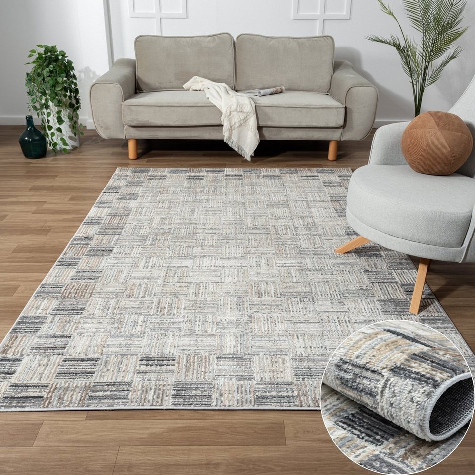 Teppich Ola, Kurzflor-Teppich, Wohnando, rechteckig, Höhe: 10 mm, weich,  gemütlich, mit schönem Muster, flachgewebt