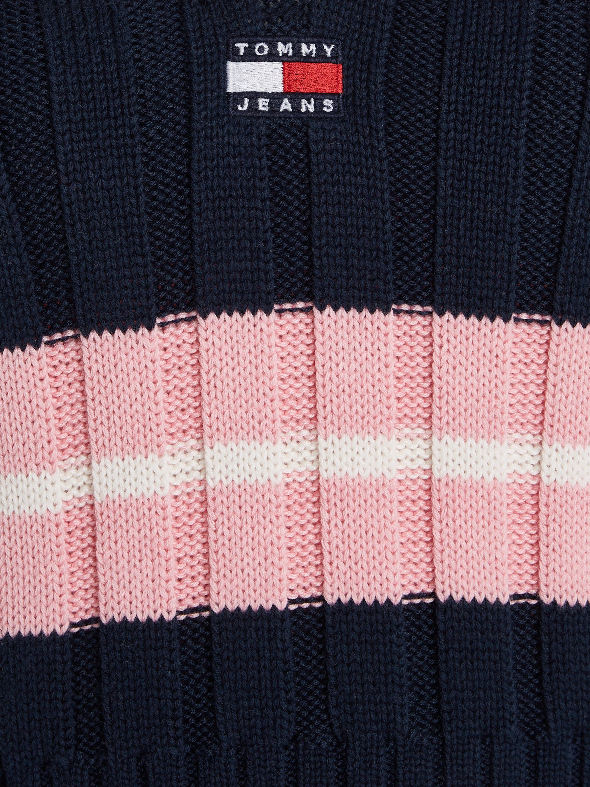 Strickpullover Tommy mit Front-Logoprägung Jeans marine/bunt