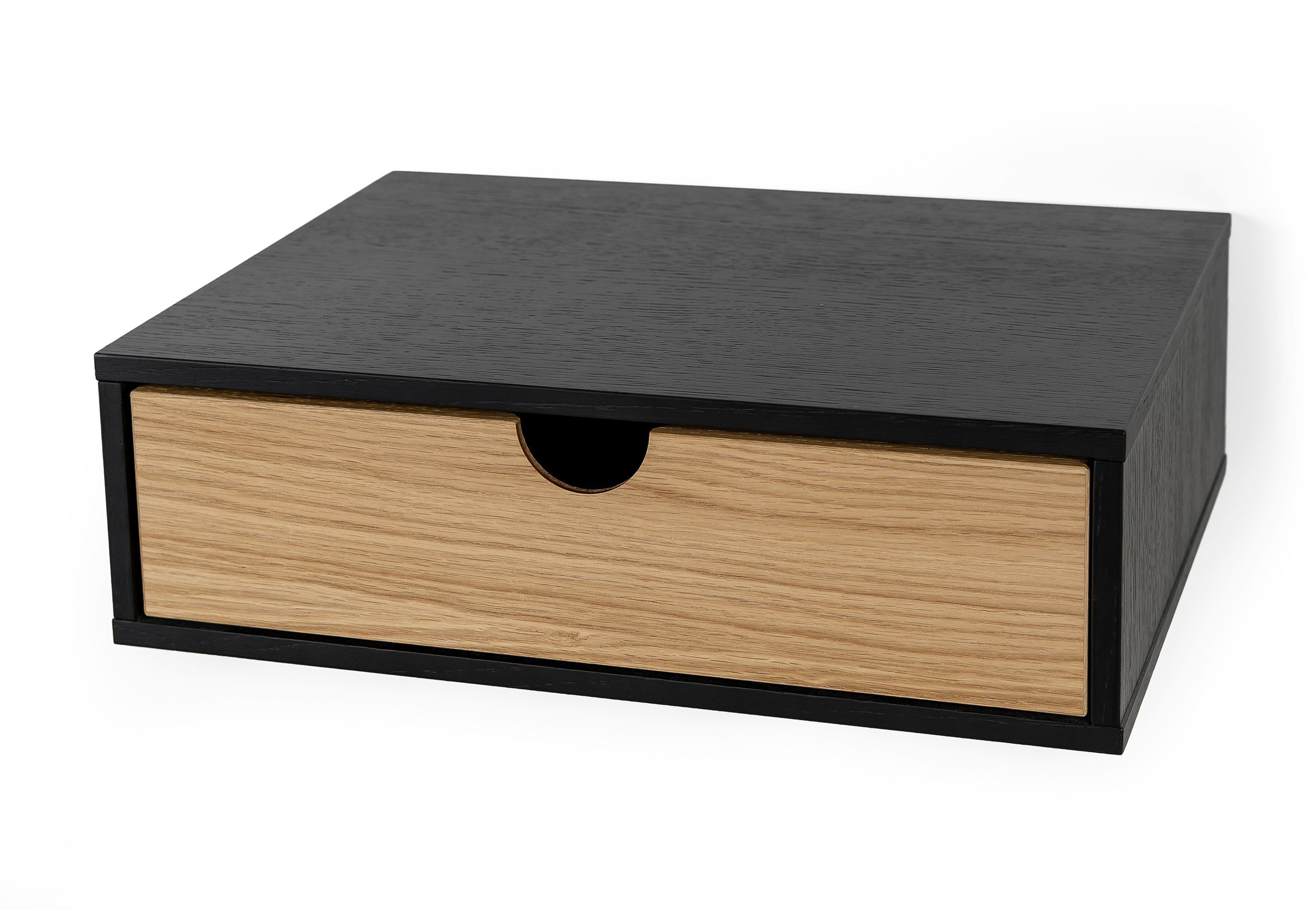 Woodman Nachttisch Farsta, Beistelltisch, Ablage mit Schublade, Holzfurnier aus Eiche, Breite 40 cm, Wandmontage, FSC®