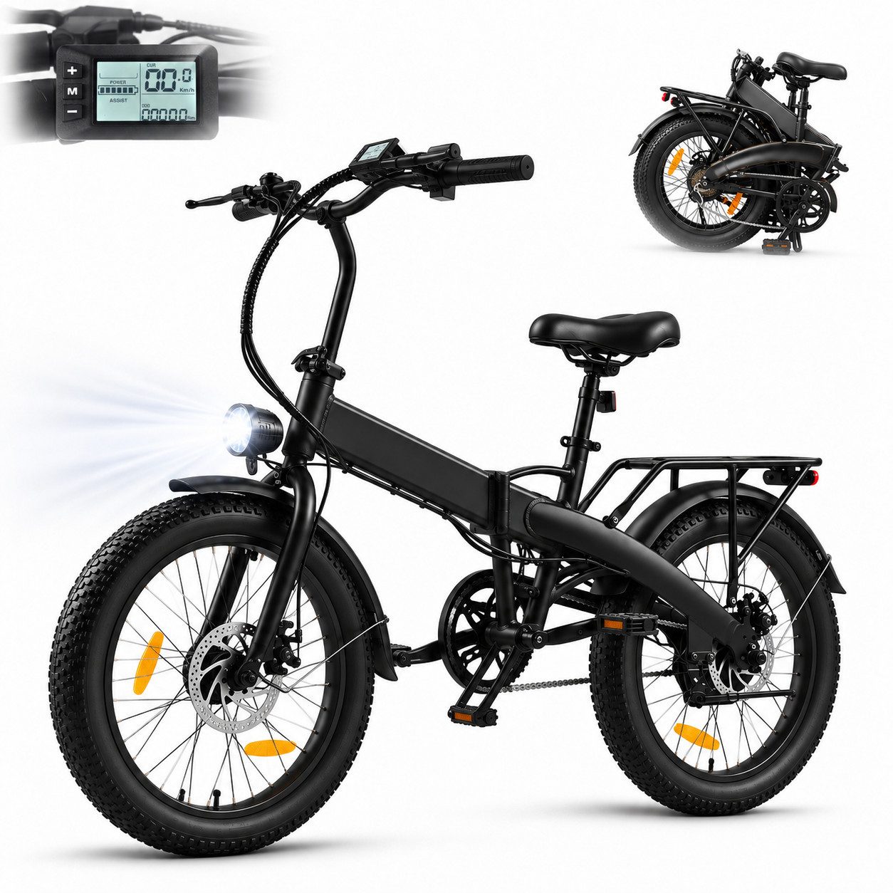 OOTD E-Bike 20" Fatbike, 36V 10,4Ah Akku bis 40km, 250W Motor, 40Nm