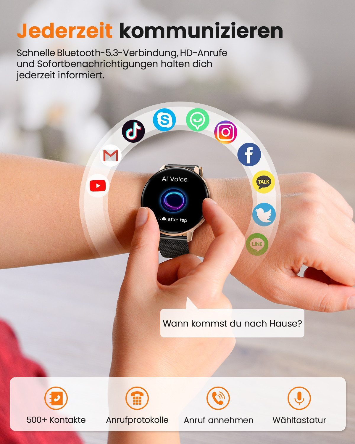 SWGOTA 2026 NEW Smartwatch Damen Fitnesstracker Uhr mit Anrufe,Pulsuhr,SpO2 Smartwatch (3.53 cm/1,39 Zoll, HD Touchscreen), Smartwatch für Damen mit Blutdruck,Schlafmonitor,Zyklus,2 Armbänder
