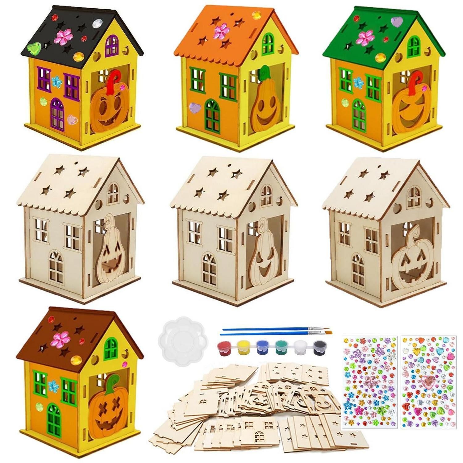 LuxusKollektion Kreativset 7-tlg. Halloween Bastelset Kinder Haus Kürbis Malset