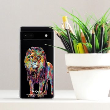 DeinDesign Handyhülle Löwe Tiere Design Lion Colorful Art By P.D. Moreno, Google Pixel 6a Silikon Hülle Bumper Case Handy Schutzhülle