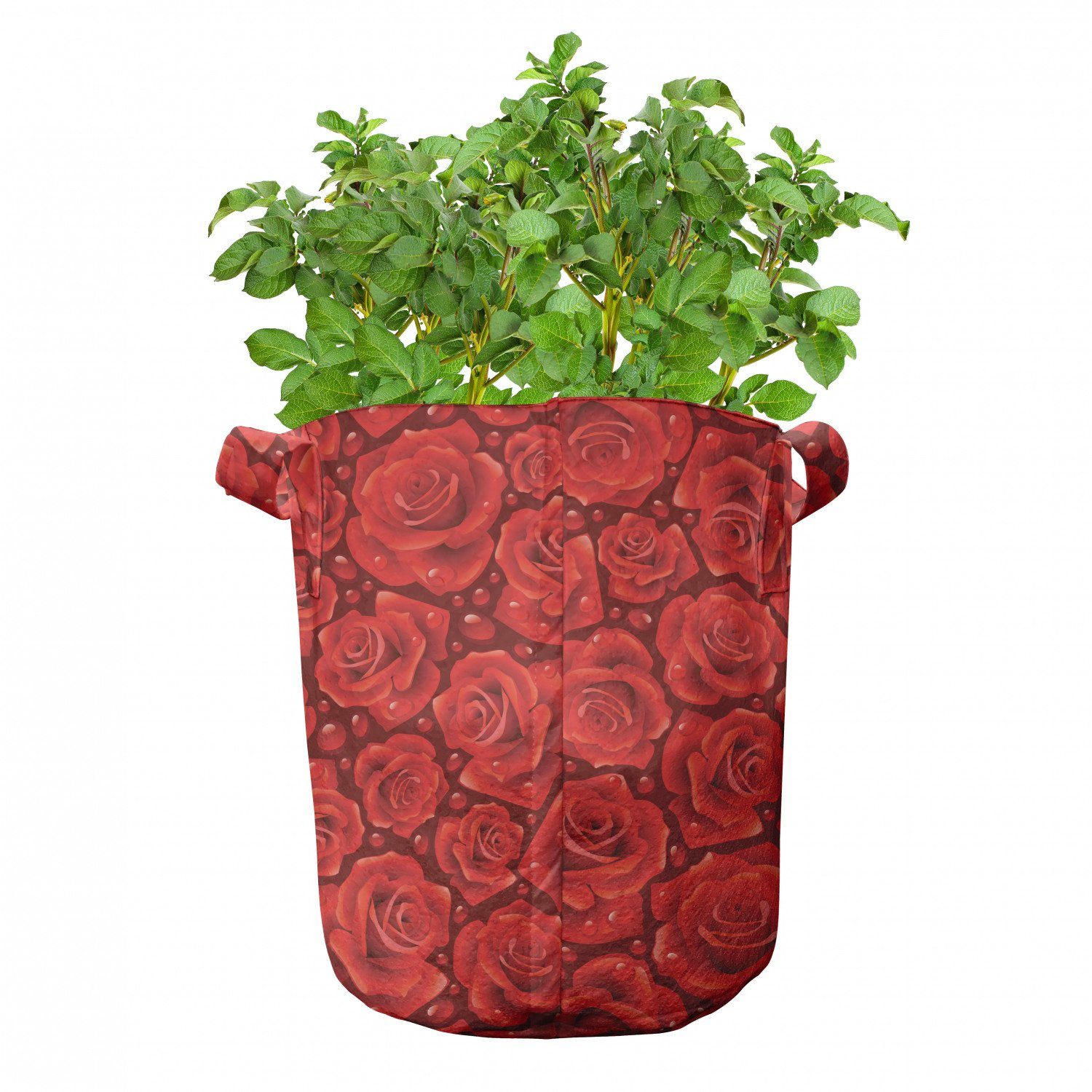 Abakuhaus Pflanzkübel hochleistungsfähig für Griffen Regen-Tropfen Stofftöpfe mit Rosen Rose Pflanzen, Rote Wasser
