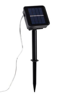 IC Gardenworld Dekokugel Solarkugel mit 50 LED aus Rattan mit bunter & warm-weißer Beleuchtung, ca. Ø 20 cm mit separatem Solarpanel mit Erdspieß