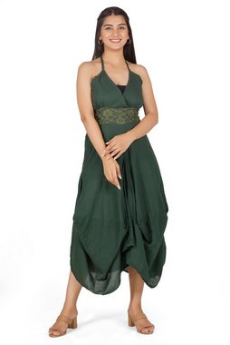 Guru-Shop Midikleid Langes Sommerkleid Hippie chic - olive alternative Bekleidung