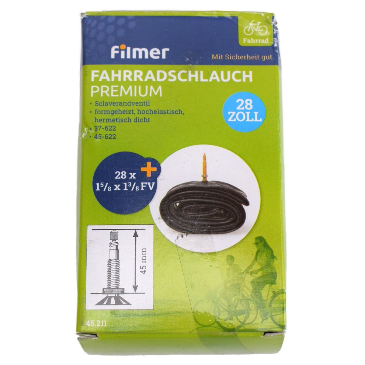 Filmer Fahrradschlauch Premium Fahrradschlauch Sclaverandventil 26 Zoll 28 Zoll Rennrad, 28 Zoll, mit Sclaverandventil, hochelastisch, hermetisch dicht