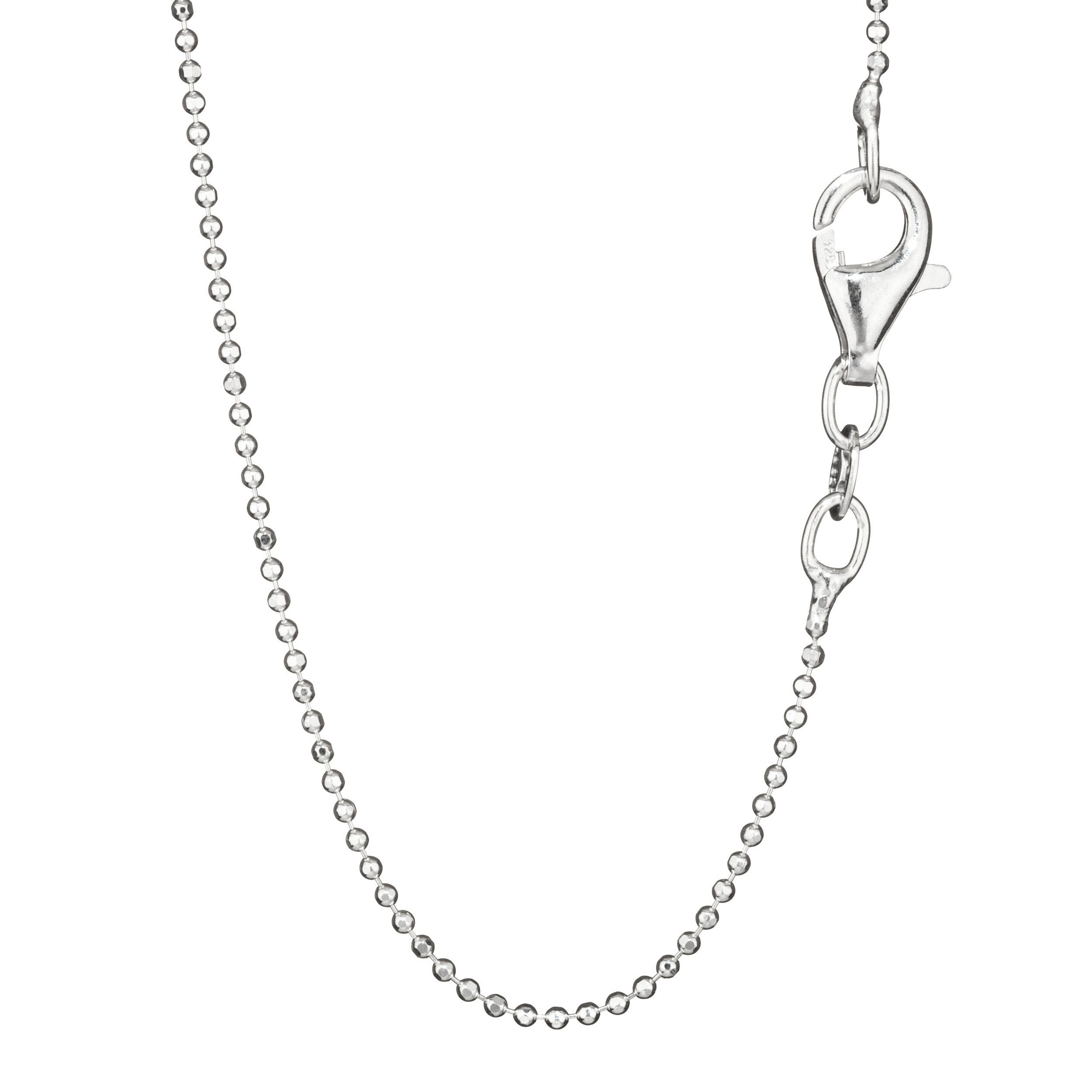 NKlaus Silberkette Collier 38cm Kugelkette diamantiert 925 Sterling S (1 Stück), Made in Germany