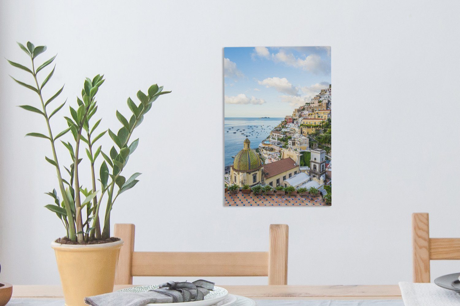 Küste, St), Leinwandbild Leinwandbild Gemälde, OneMillionCanvasses® Positano - inkl. cm (1 Italien fertig 20x30 - Zackenaufhänger, bespannt