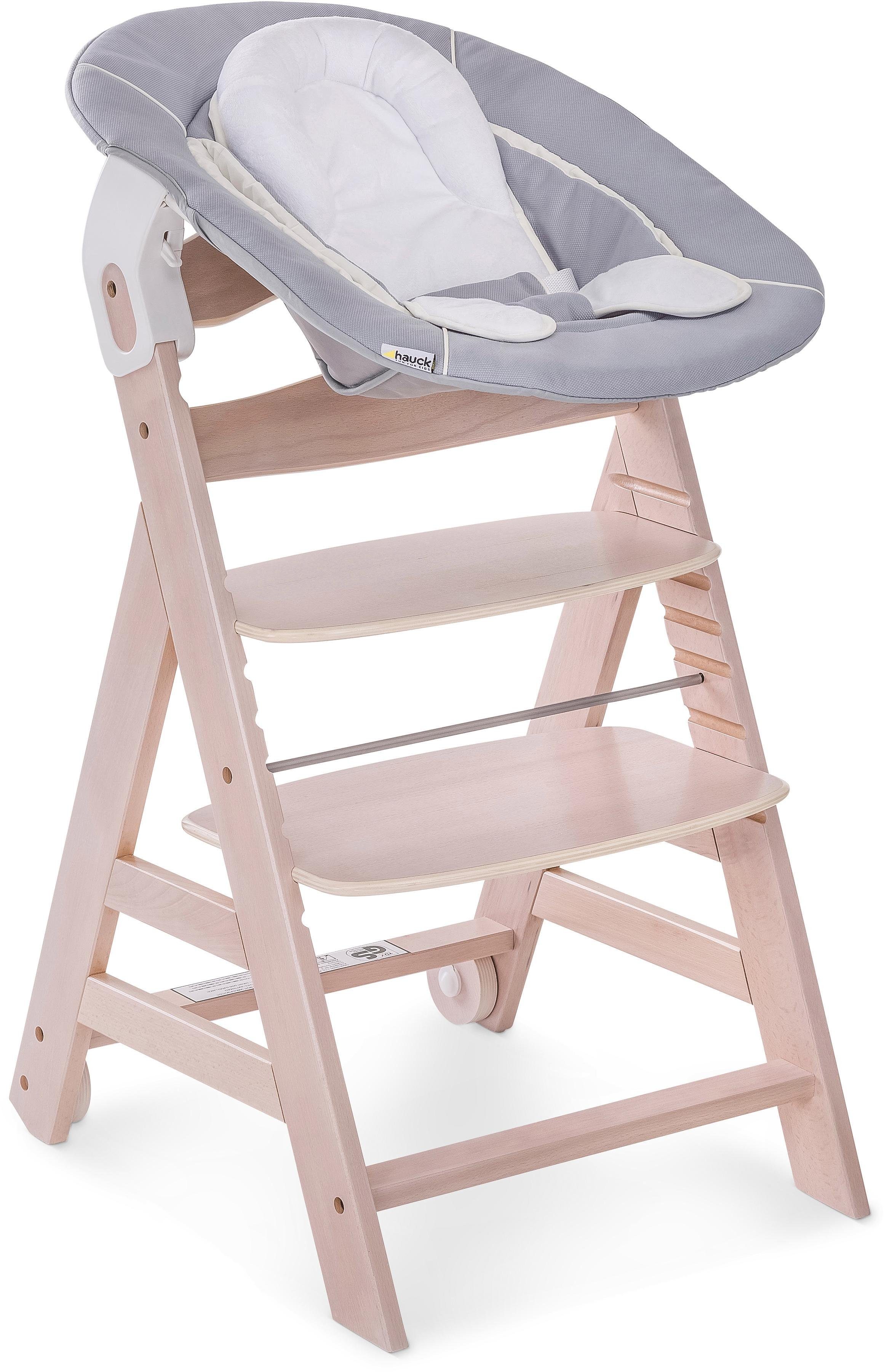 Hauck Hochstuhl »Beta+ Newborn Set 3in1, White Washed Stretch Grey«, mit  Neugeborenen-Aufsatz online kaufen | OTTO