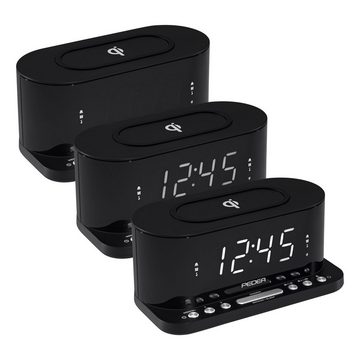 PEDEA Radiowecker mit QI-Charging Funktion, FM Radio, 2 Weckzeiten, LED-Bildschirm, Sleep & Snooze-Funktion