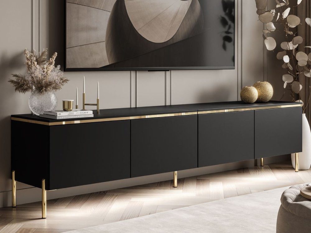 ALLHOUSE24 TV-Schrank NELLY Metallbeine LED Beleuchtung Sideboard mit versc günstig online kaufen