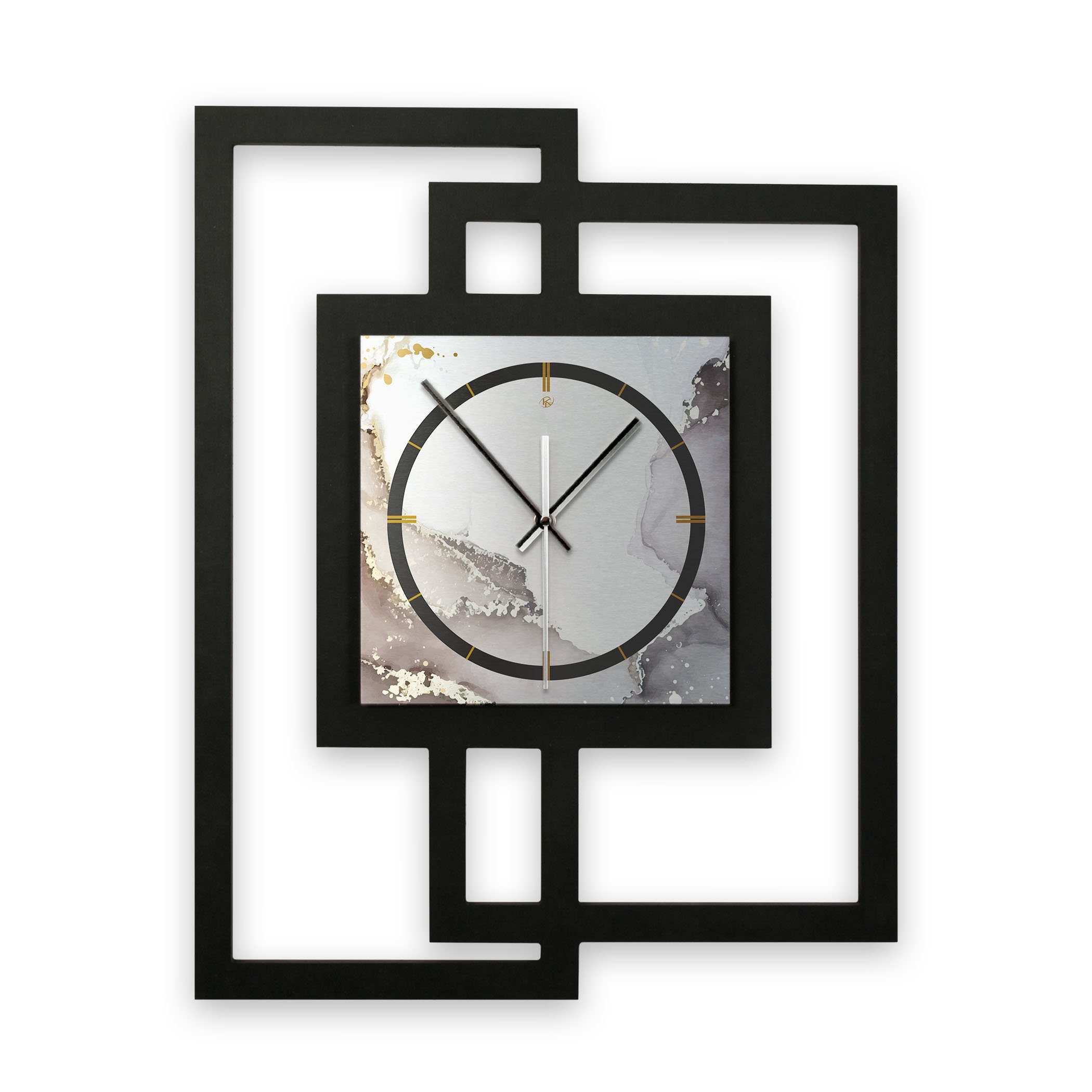 Kreative Feder Wanduhr Design-Wanduhr „Abstract Water“ in modernem Metallic günstig online kaufen