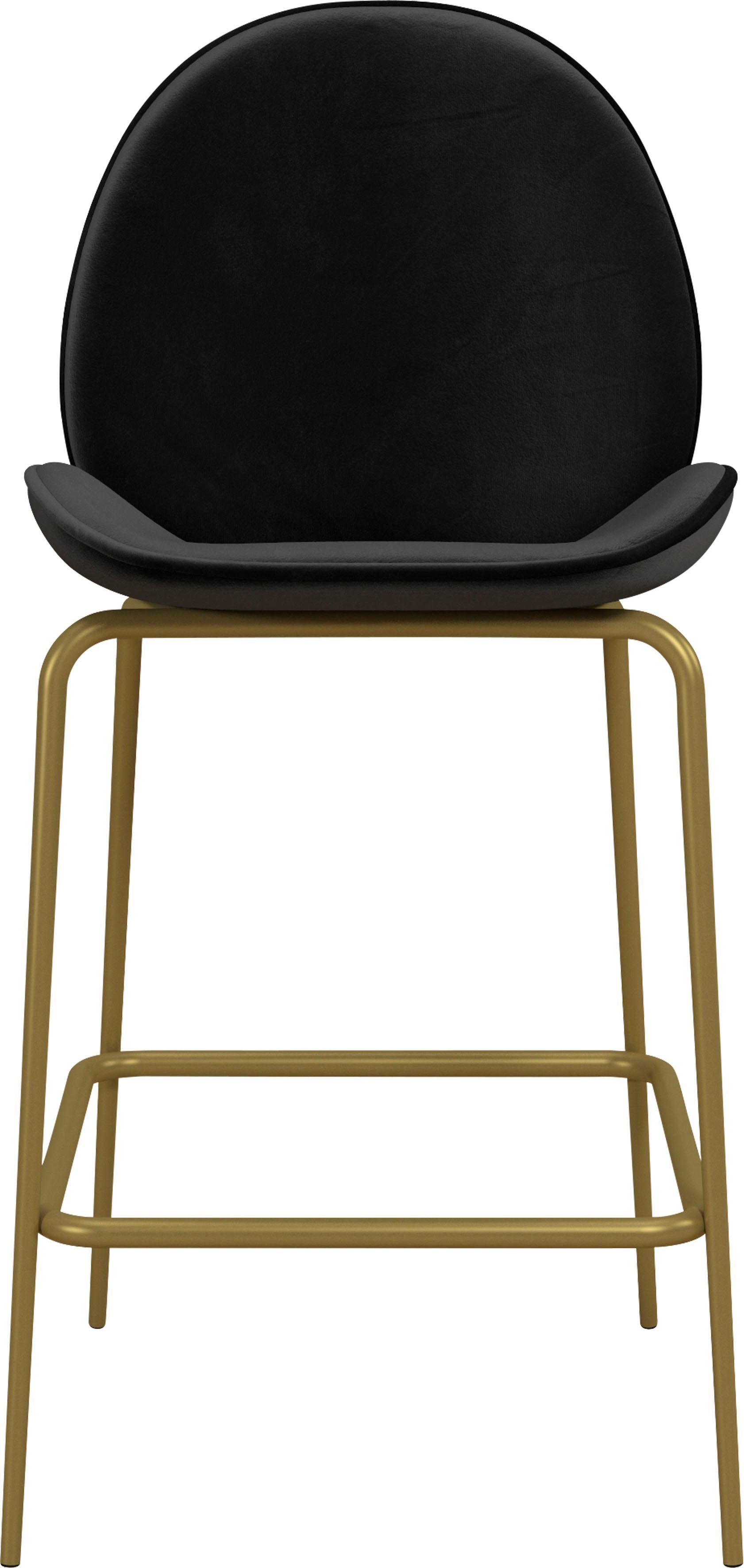 CosmoLiving by Cosmopolitan Barhocker Astor (1 St), Sitz und Rücken gepolstert, messingfarbenenes Gestell, Sitzhöhe 63 cm schwarz