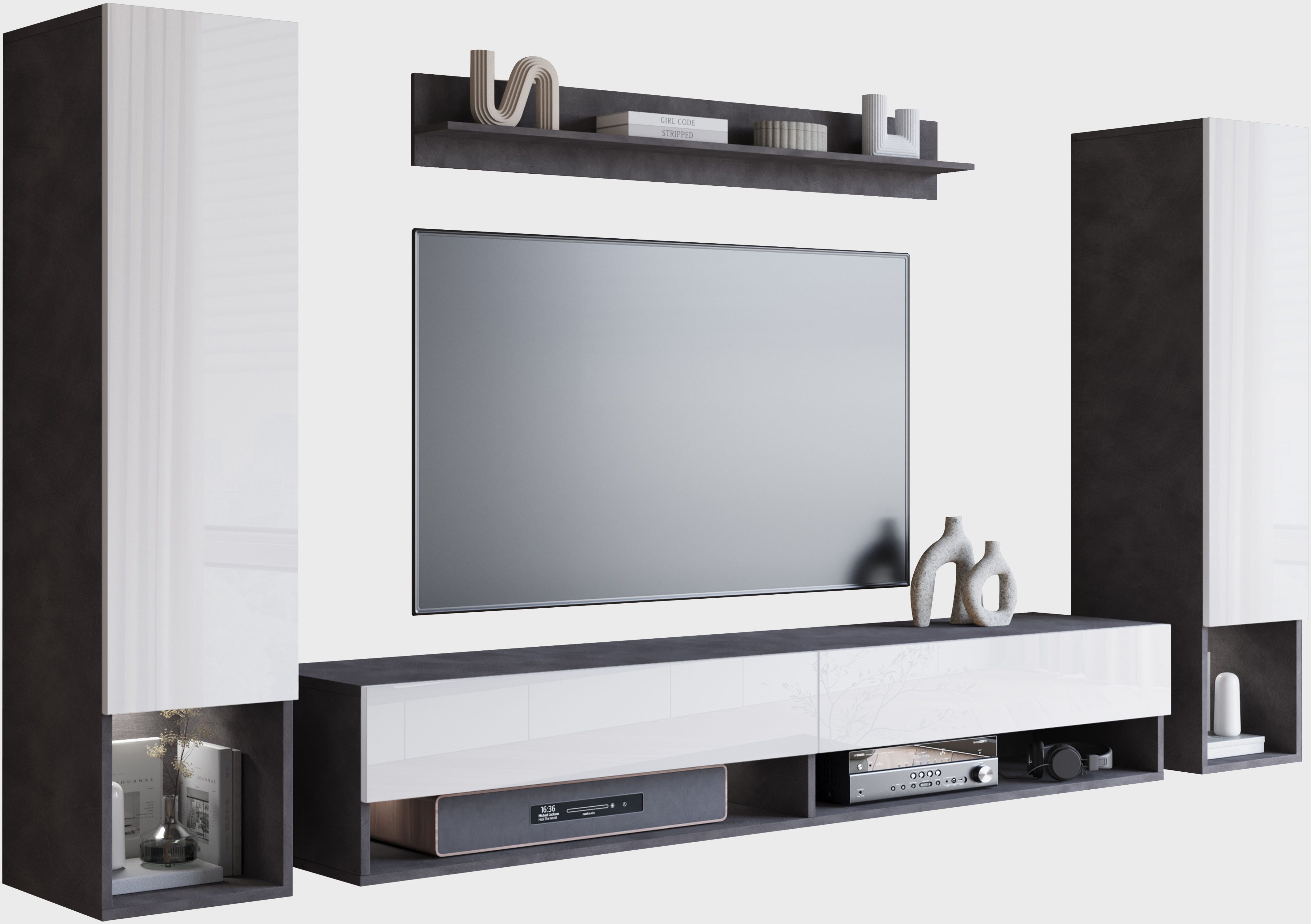 INOSIGN Wohnwand "AMADEO II", (Komplett-Set, 4 St.), Vitrine Türanschlag li günstig online kaufen