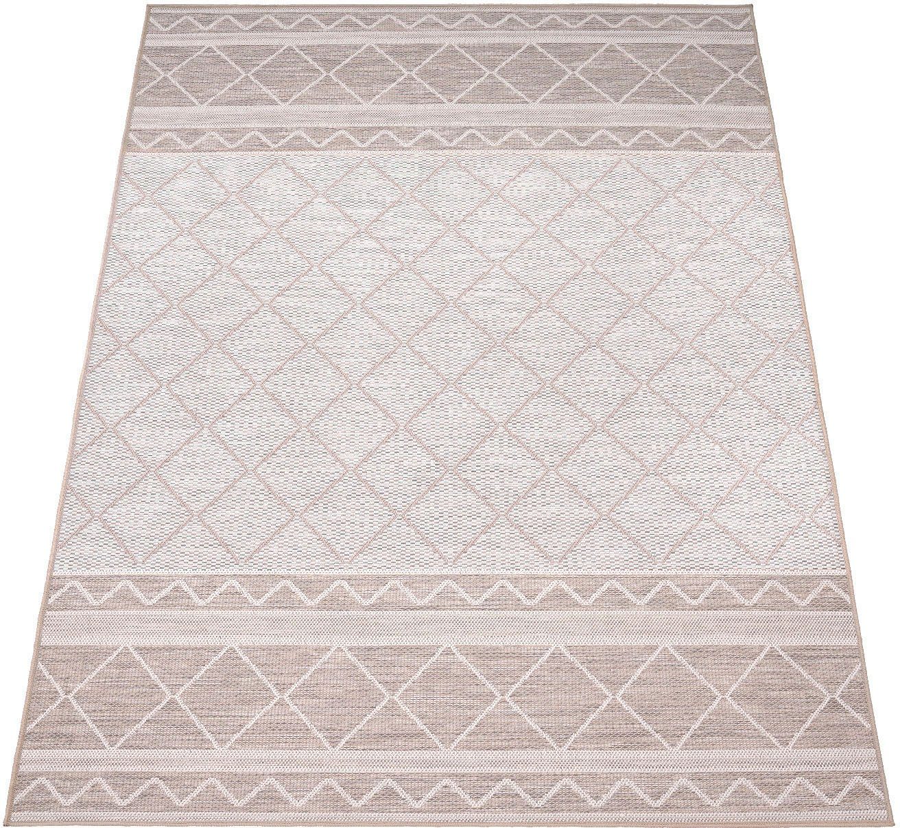 Teppich Vermont 191, Paco Home, rechteckig, Höhe: 4 mm, Flachgewebe, modernes Design mit Rauten, gesteift, Outdoor geeignet beige