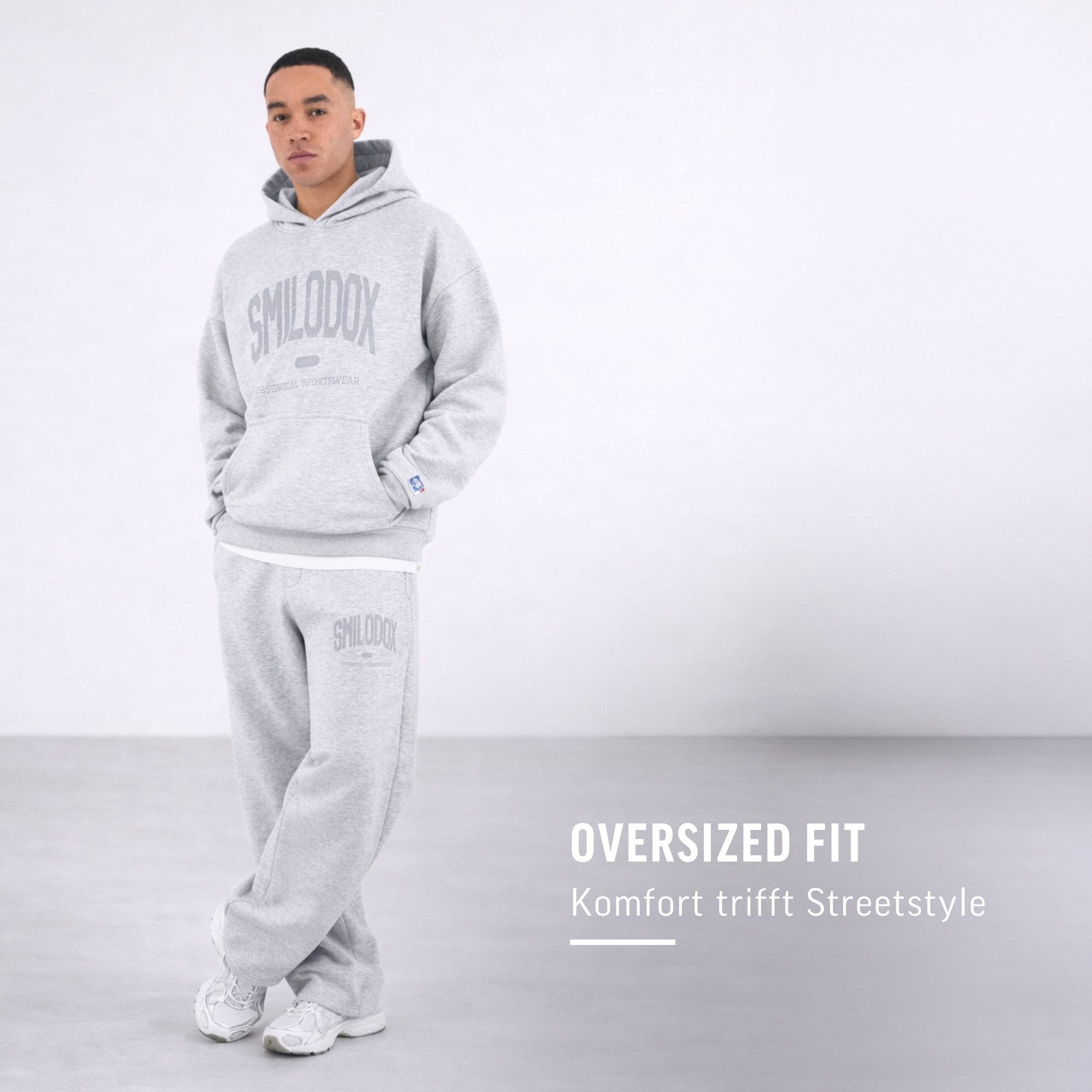 Smilodox Jogginghose Oswin, Trainingshose Herren, Baggy Fit mit elastischem Bund, Gym weites Bein, weiches Sweat, sportlicher Look, Logo-Detail