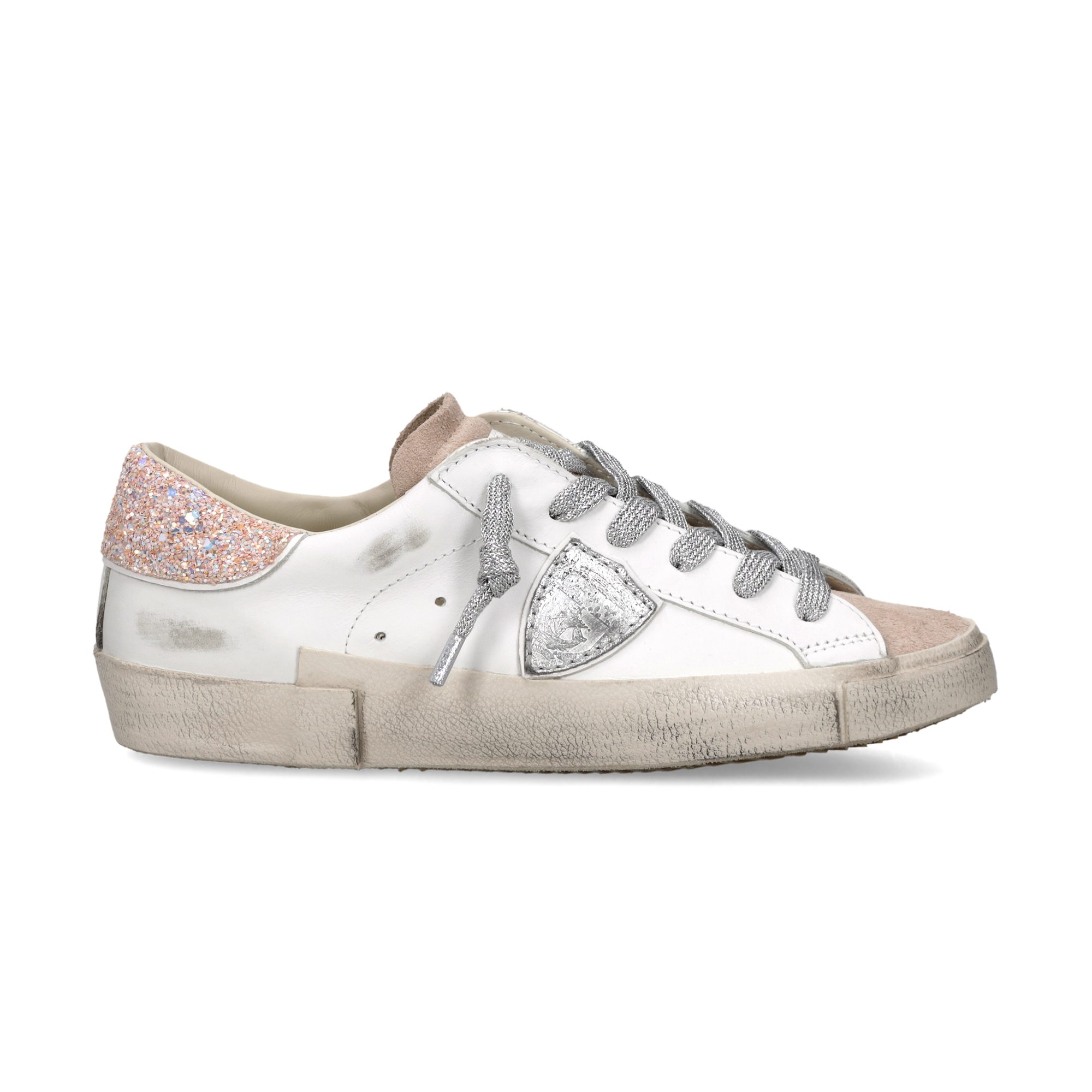 PHILIPPE MODEL Philippe Model PRSX LOW, Sneaker, Vintage Weiß / Rosé / Silber, Damen Sneaker