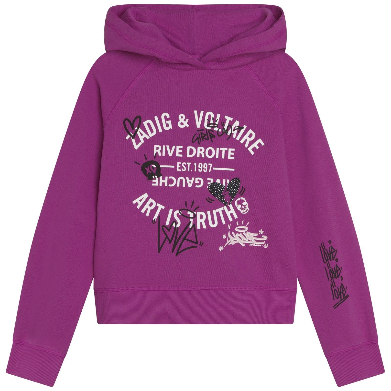 ZADIG & VOLTAIRE Kapuzensweatshirt Zadig & Voltaire Kids Paris Hoodie Kapuzensweatshirt pink mit Logo