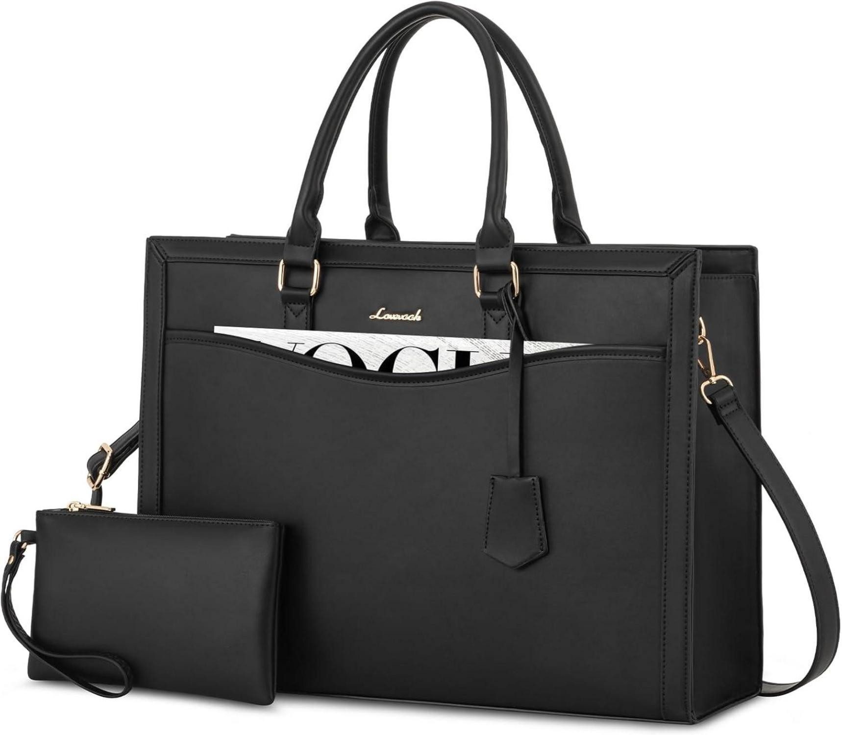 Laptoptasche Laptoptasche 17 Zoll Schwarz Handtasche Damen Groß Shopper Leder Tote