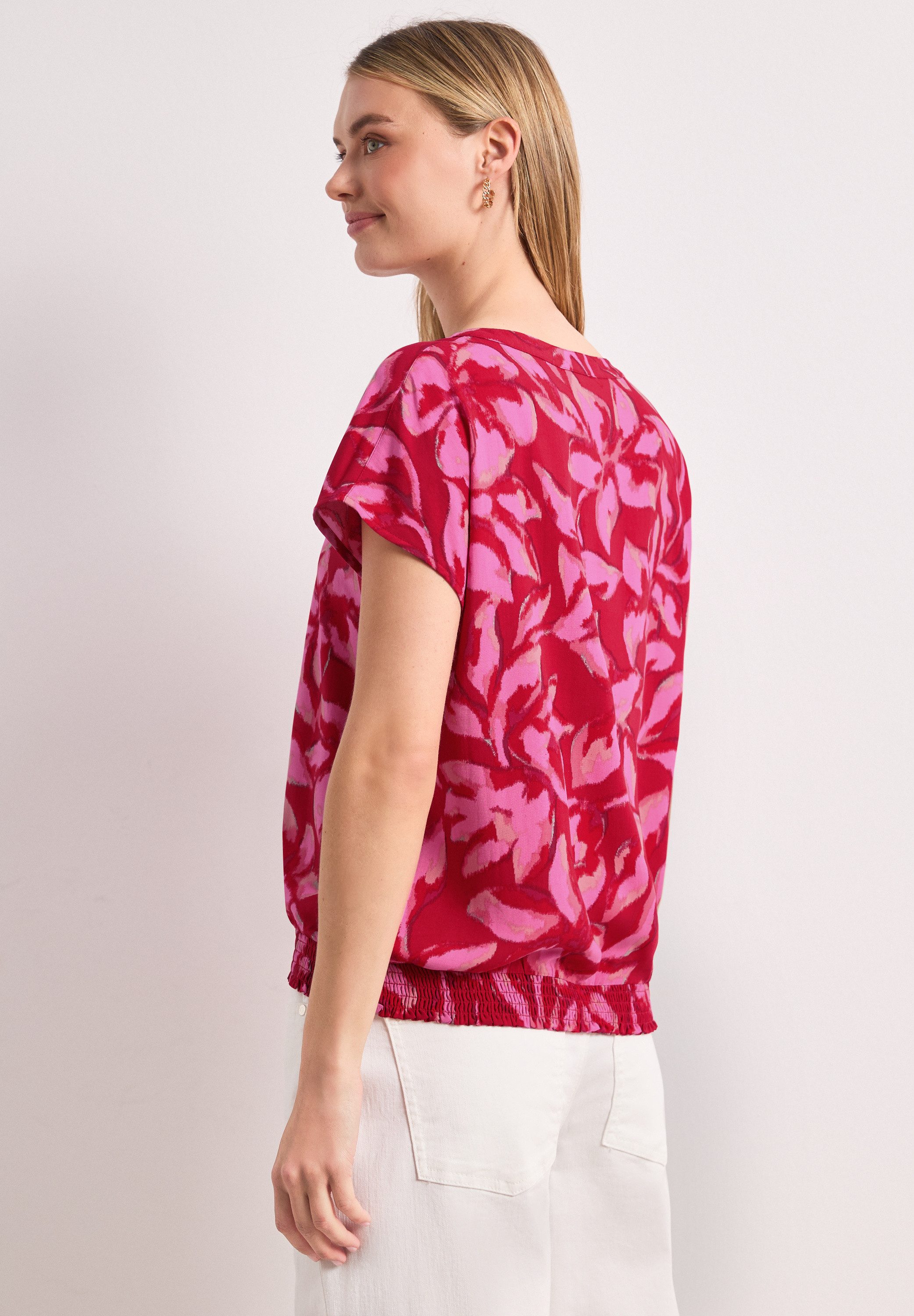 STREET ONE Kurzarmbluse Sommerbluse mit floralem Muster