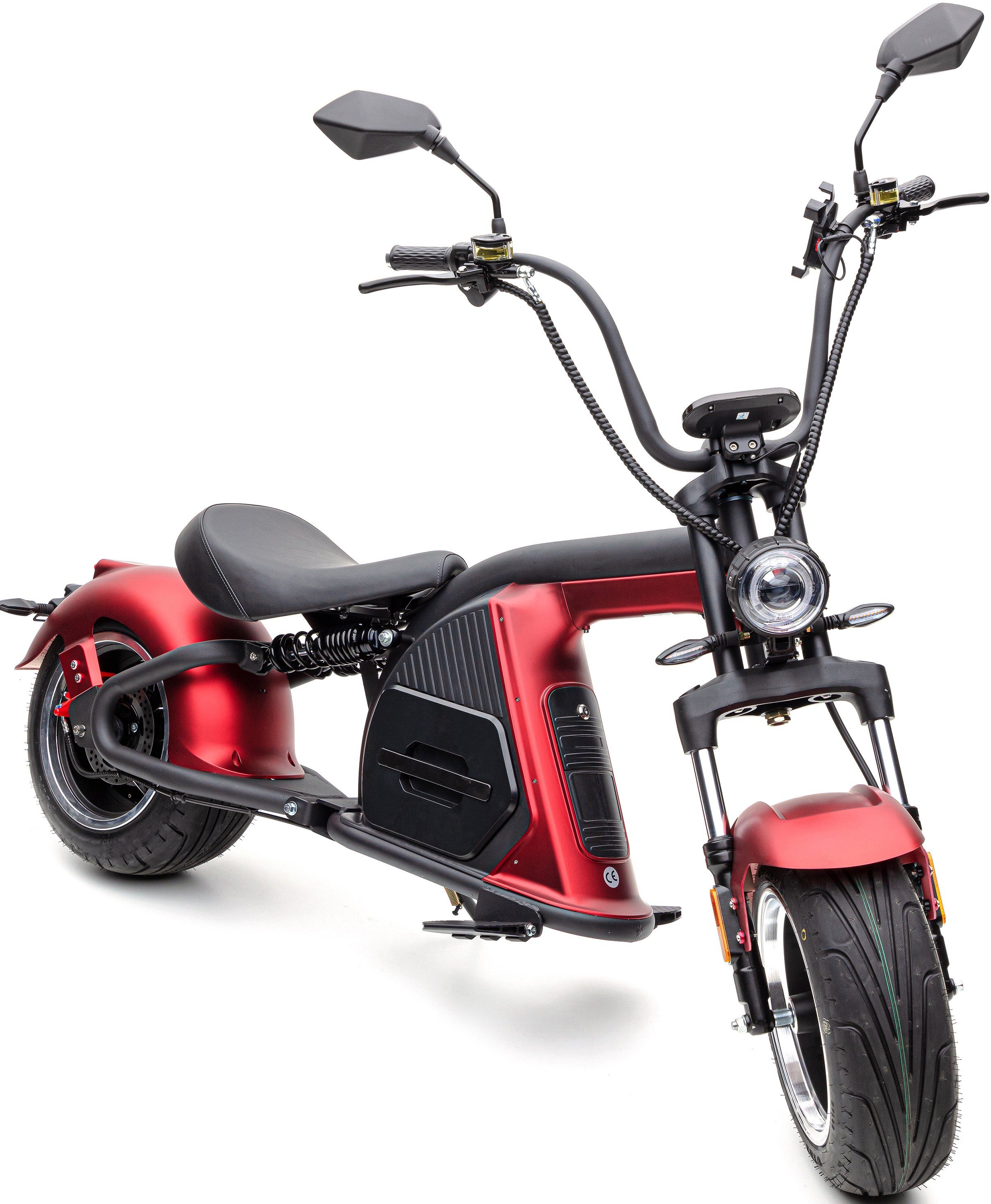 W, ECONELO PXD 8, 45 km/h, 2000 höhenverstellbar CHOPPER Lenkrad rot E-Motorroller
