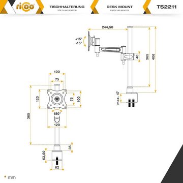 RICOO TS2211 Monitor-Halterung, (bis 32 Zoll, Tischhalterung Schwenkarm Monitorständer Bildschirm Halter schwenkbar)