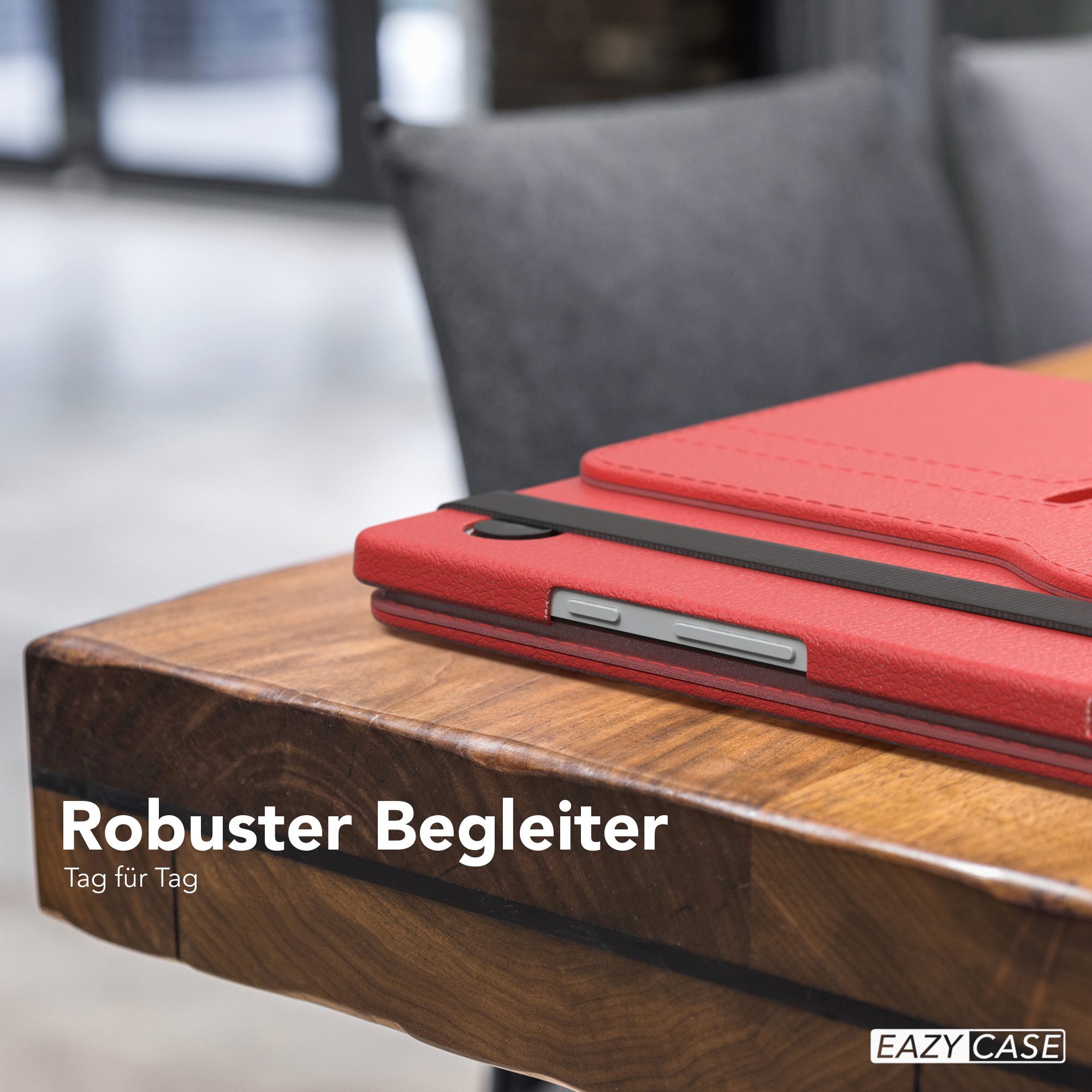 EAZY CASE Tablet-Hülle Rotation Case für Samsung Galaxy Tab A8 10.5 LTE 10,5 Zoll, Tabletcase Flipcover Smart kratzfest Hülle aufstellbar drehend Rot