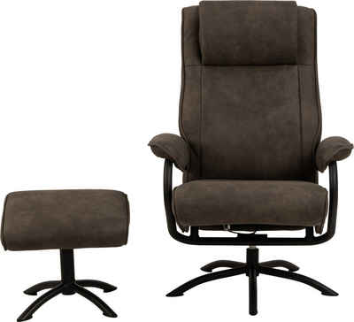 ACTONA GROUP Relaxsessel Hayes Recliner, TV-Sessel mit Hocker, Polstersessel, Liegesessel, Fußhocker, 5-Stern-Fußkreuz, manuell verstellbar, drehbar