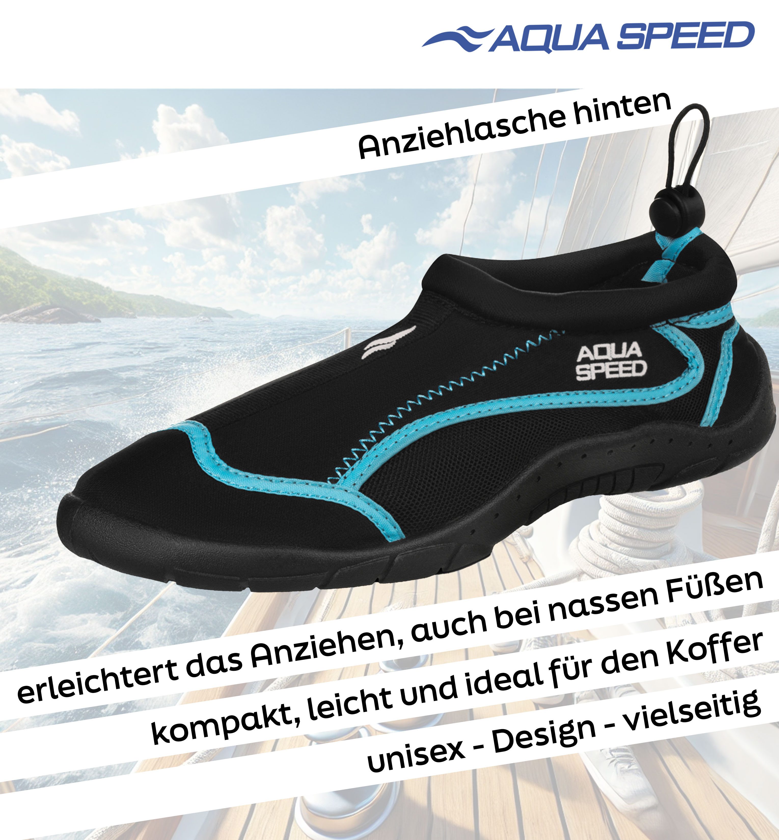Aqua Speed Bade- & Strandschuhe Kinder Gr. 37 – Leicht & trittsicher Wasserschuh (Sommerliches Schuh-Set – Kindergröße 37, rutschfest & bunt) Sicher & farbenfroh – Kinder-Set für Spiel, Spaß & Wasser