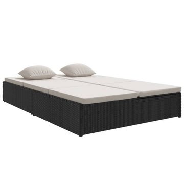 vidaXL Wellnessliege Sonnenliege mit Auflagen Polyrattan Schwarz Sonnenbett