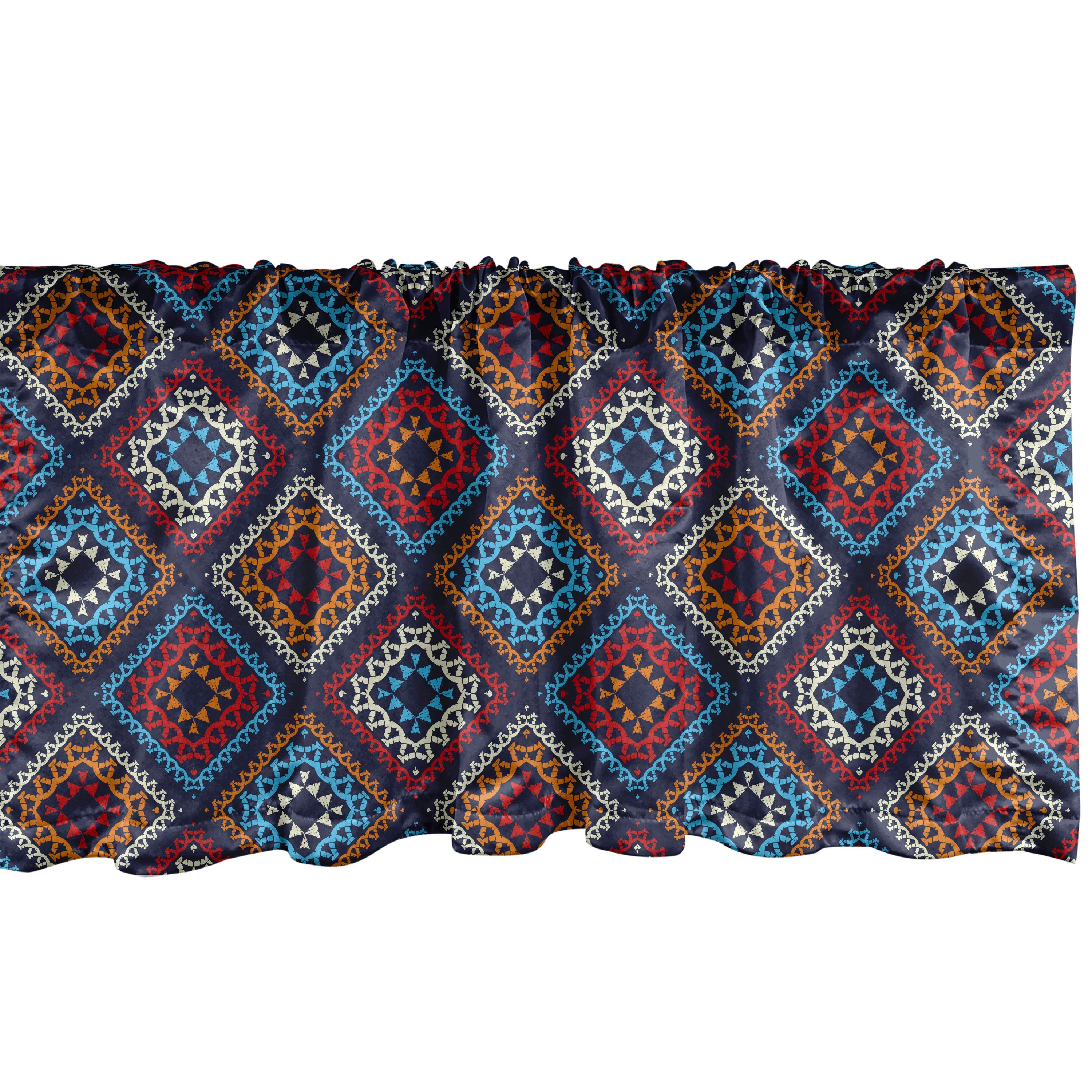 Scheibengardine Vorhang Volant für Küche Schlafzimmer Dekor mit Stangentasche, Abakuhaus, Microfaser, Aztekisch Folk Motive in leuchtenden Farben