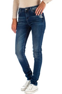 Cipo & Baxx Slim-fit-Jeans Damen Hose BA-19CB06 mit ausgefranstem Saum