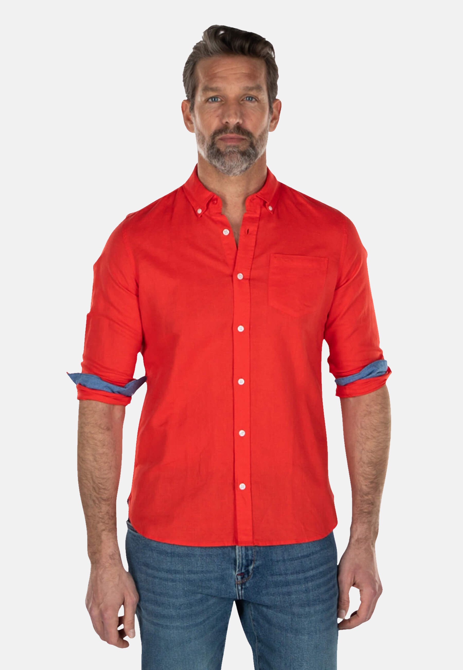 New Zealand Auckland Langarmhemd Hemd Einfarbiges Leinenhemd Tuai mit (1-tlg)