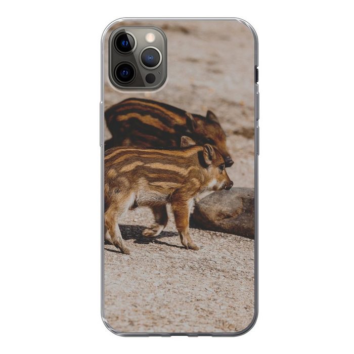 MuchoWow Handyhülle Baby - Wildschweine - Wild Handyhülle Apple iPhone 12 Pro Max Smartphone-Bumper Print Handy