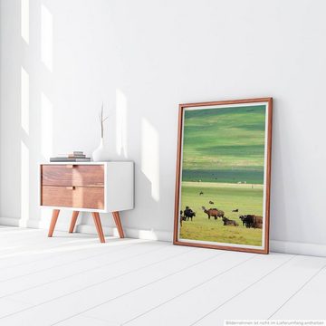 Sinus Art Poster Tierfotografie 60x90cm Poster Büffelherde in weiter Landschaft